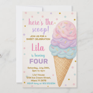 Editable Ice Cream Birthday Invitation