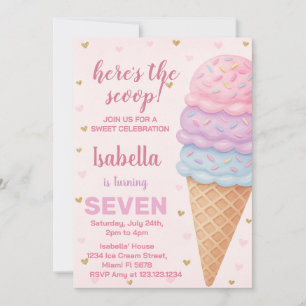 Editable Ice Cream Birthday Invitation