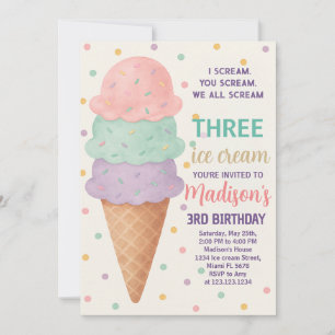 Editable Ice Cream Birthday Invitation for Kids