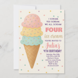 Editable Ice Cream Birthday Invite