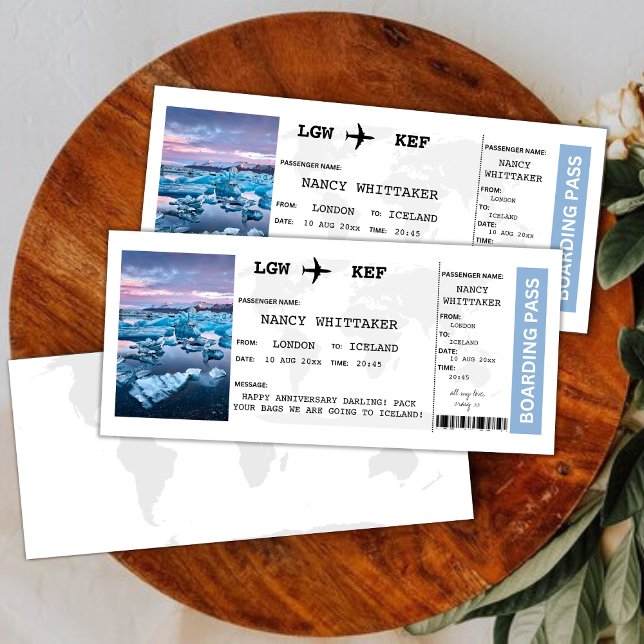 Editable Iceland Boarding Plane Ticket Template (Creator Uploaded)