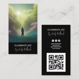 Editable Illustration Artist QR Code Business Card