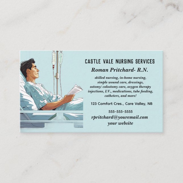 Editable In-Home Nursing Services Business Card (Front)