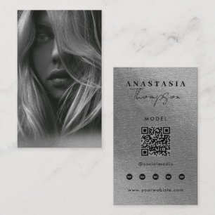 Editable Influencer Content Creator Silver Business Card