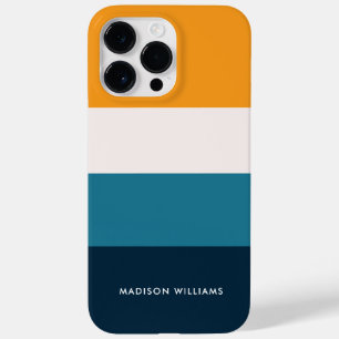 Editable inscription Colorblock Horizontal Stripe  Case-Mate iPhone 14 Pro Max Case
