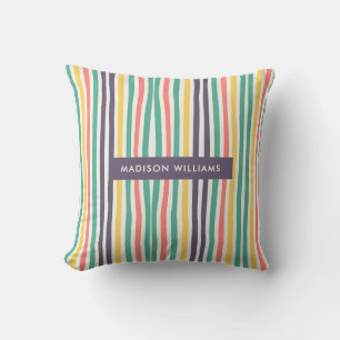 Editable inscription Colour Flowers Throw Pillow
