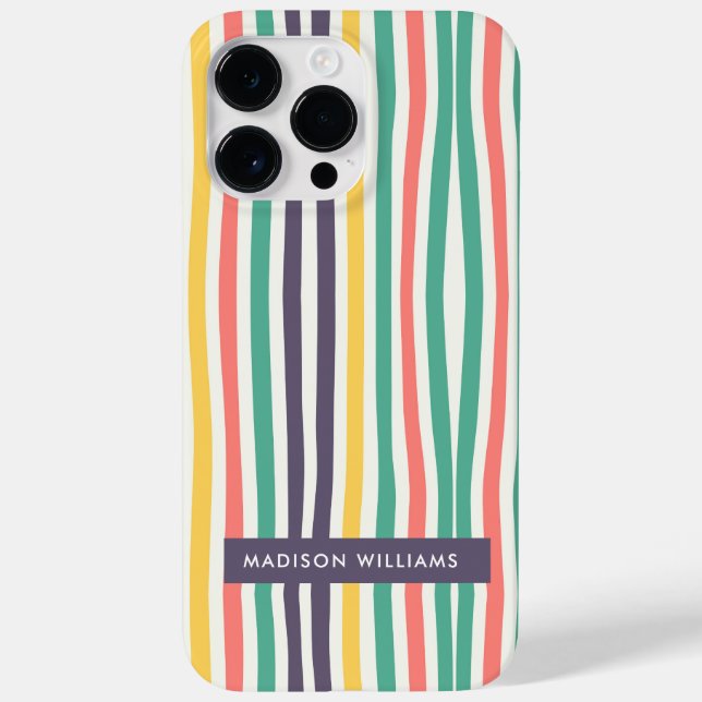 Editable inscription Coloured Lines Minimalist  Case-Mate iPhone Case (Back)
