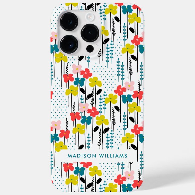 Editable inscription Flowers Minimalist  Case-Mate Case-Mate iPhone Case (Back)
