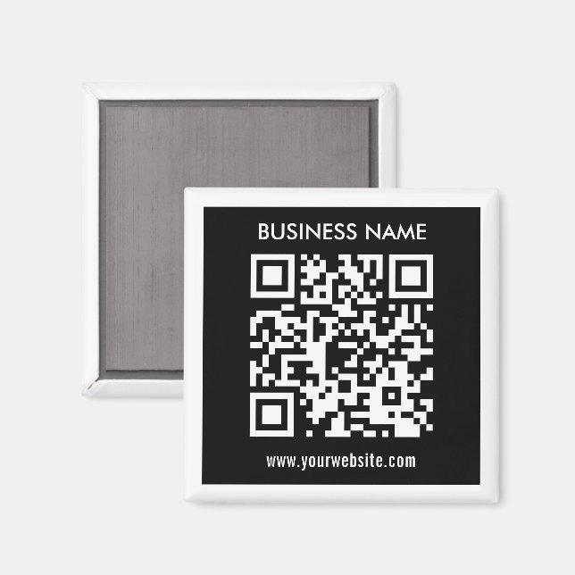 Editable (instantly generated) QR code | Black Magnet (Front/Back)