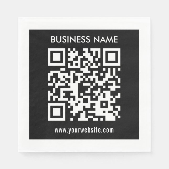 Editable (instantly generated) QR code | Black Napkin (Front)