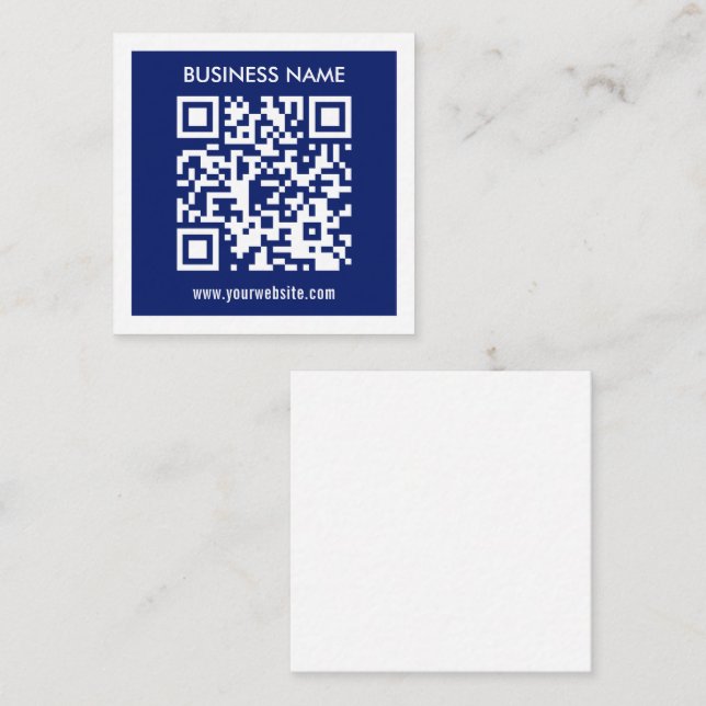 Editable (instantly generated) QR code | Navy Blue Enclosure Card (Front/Back)