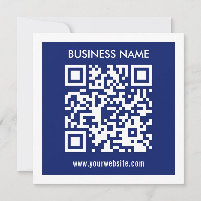 Editable (instantly generated) QR code | Navy Blue Invitation (Front)