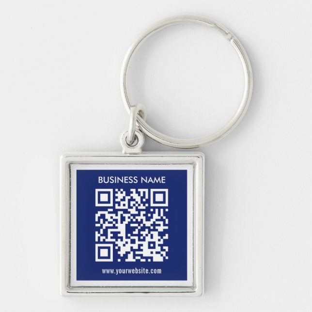 Editable (instantly generated) QR code | Navy Blue Key Ring (Front)