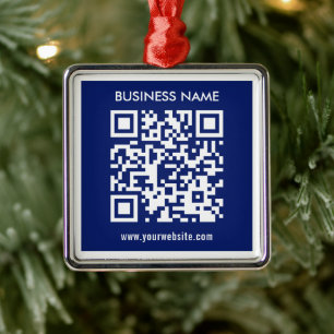 Editable (instantly generated) QR code   Navy Blue Metal Tree Decoration