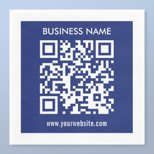 Editable (instantly generated) QR code   Navy Blue Napkin