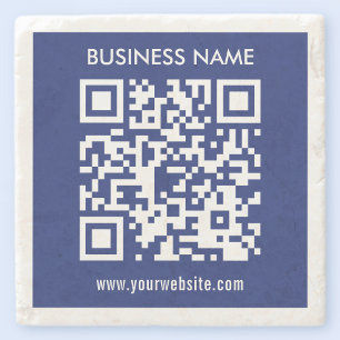 Editable (instantly generated) QR code   Navy Blue Stone Coaster