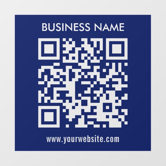 Editable (instantly generated) QR code | Navy Blue Window Cling (Sheet)