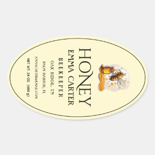 Editable Ivory 24 oz Queenline Honey Label