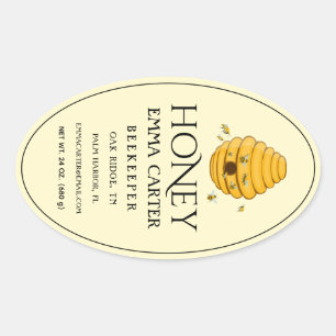 Editable Ivory 24 oz Queenline Honey Label