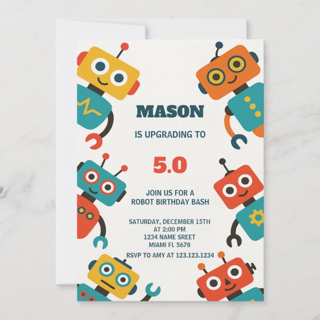 Editable Kids Party Card for Boys or Girls (Front)