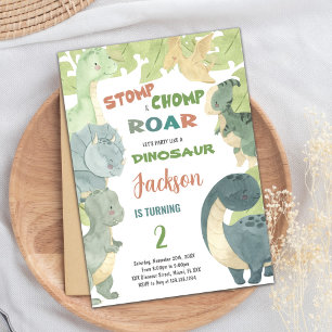 Editable Kids Party Card with Cute T-Rex