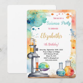 Editable Kids Science Birthday Party  Invitation