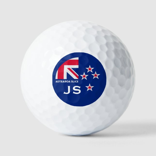 Editable Kiwi New Zealander Golfing Golf Balls (Front)