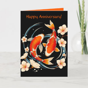 Editable Koi Fish Happy Anniversary  Card