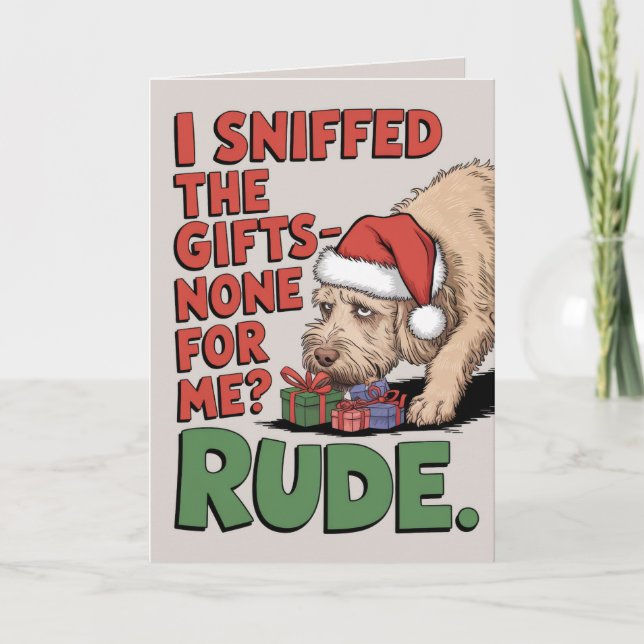 EDITABLE Labradoodle Funny Dog Christmas Card (Front)