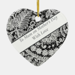 Editable Lace Mother’s Day Heart Ceramic Tree Decoration