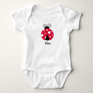 Editable Lady Bug Name Baby Bodysuit
