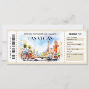 Editable Las Vegas Plane Boarding Pass Ticket Invitation
