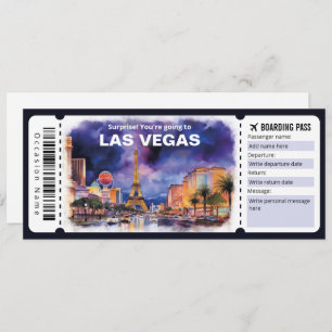 Editable Las Vegas Plane ticket, Las Vegas Trip Invitation