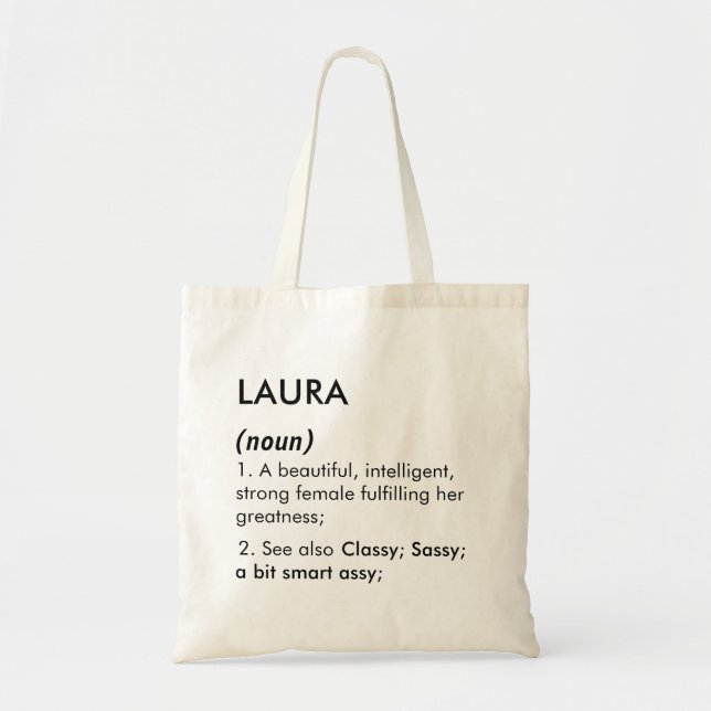 Editable Laura name definition, custom name Tote Bag (Front)
