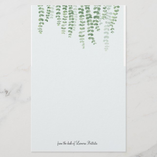 Editable Leaves From a Hanging Basket Stationery (Front)