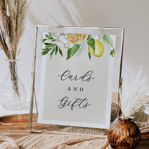 Editable Lemon Bridal Shower Cards & Gifts Sign