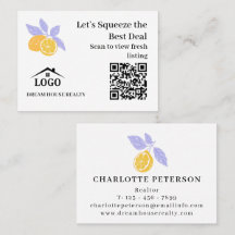 Editable Lemon Summer Real Estate Business QR