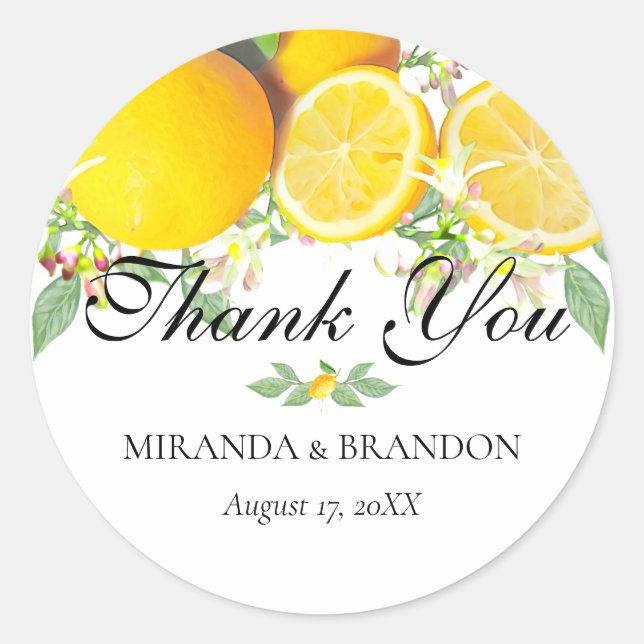 Editable Lemon Thank You Favour Envelope Seal (Front)