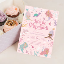 Editable Let's Be Mermaids Birthday Invitation