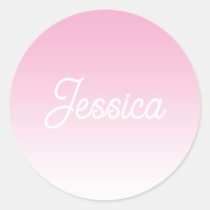 (Editable) Light Pink Color Ombre & Your Text Classic Round Sticker