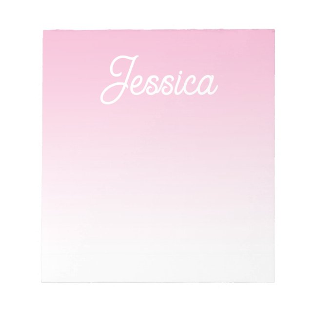 (Editable) Light Pink Color Ombre & Your Text Notepad (Front)