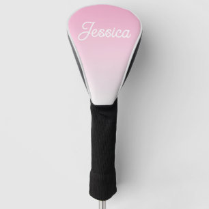(Editable) Light Pink Colour Ombre & Your Text Golf Head Cover