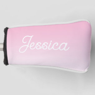 (Editable) Light Pink Colour Ombre & Your Text Golf Head Cover