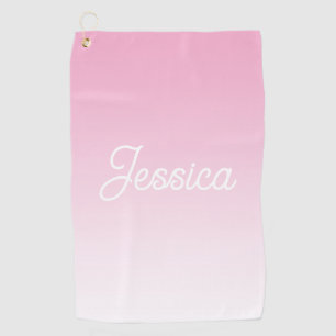 (Editable) Light Pink Colour Ombre & Your Text Golf Towel