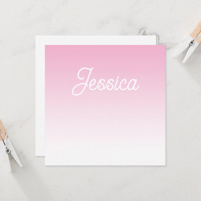 (Editable) Light Pink Colour Ombre & Your Text Invitation (Front/Back In Situ)