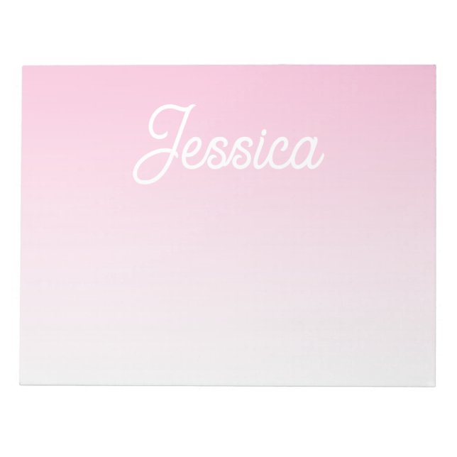 (Editable) Light Pink Colour Ombre & Your Text Notepad (Front)