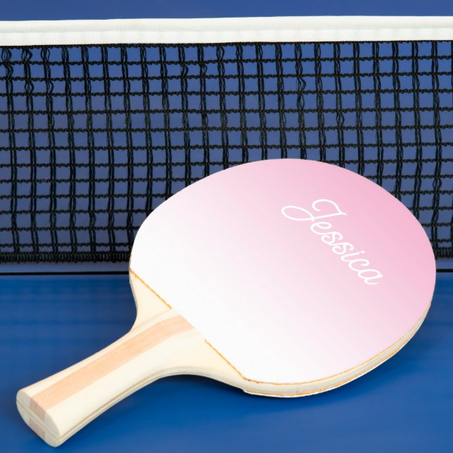 (Editable) Light Pink Colour Ombre & Your Text Ping Pong Paddle (Insitu)
