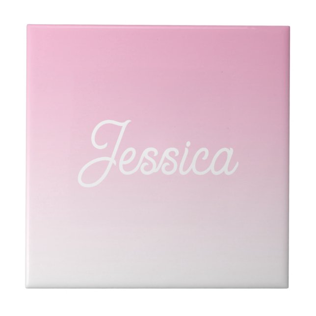 (Editable) Light Pink Colour Ombre & Your Text Tile (Front)