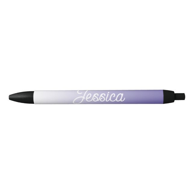 (Editable) Light Purple Colour Ombre & Your Text Black Ink Pen (Front)