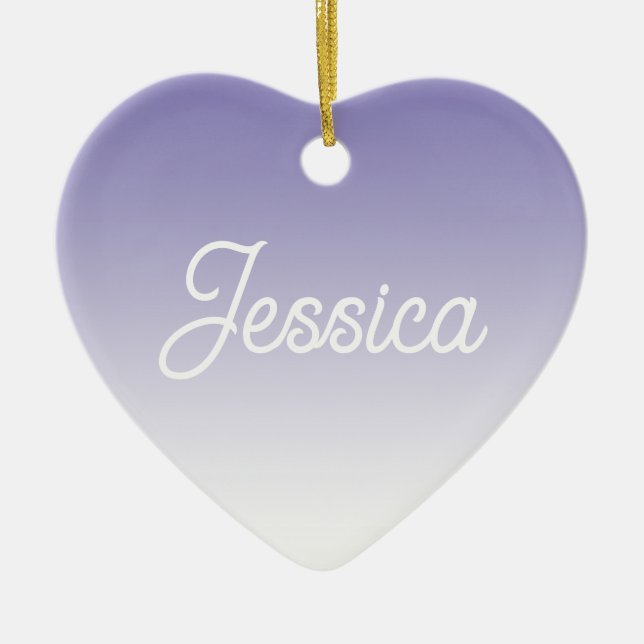 (Editable) Light Purple Colour Ombre & Your Text Ceramic Tree Decoration (Front)